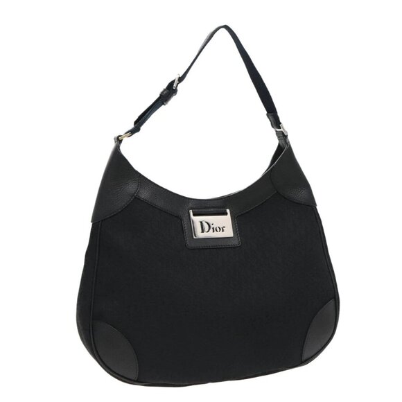 Christian Dior Trotter Canvas Shoulder Bag Black Silver - Picture 1 of 16